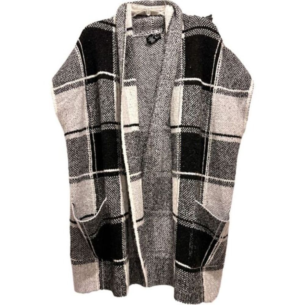 Nicole Miller Women's Size L Plaid Black Gray & White Sleeveless Sweater